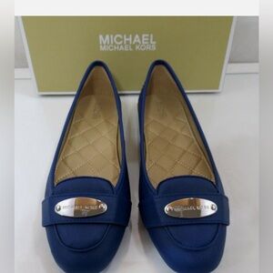 Michael Kors MK Plate Moccasin Flat Shoes Cobalt Blue Size 6m